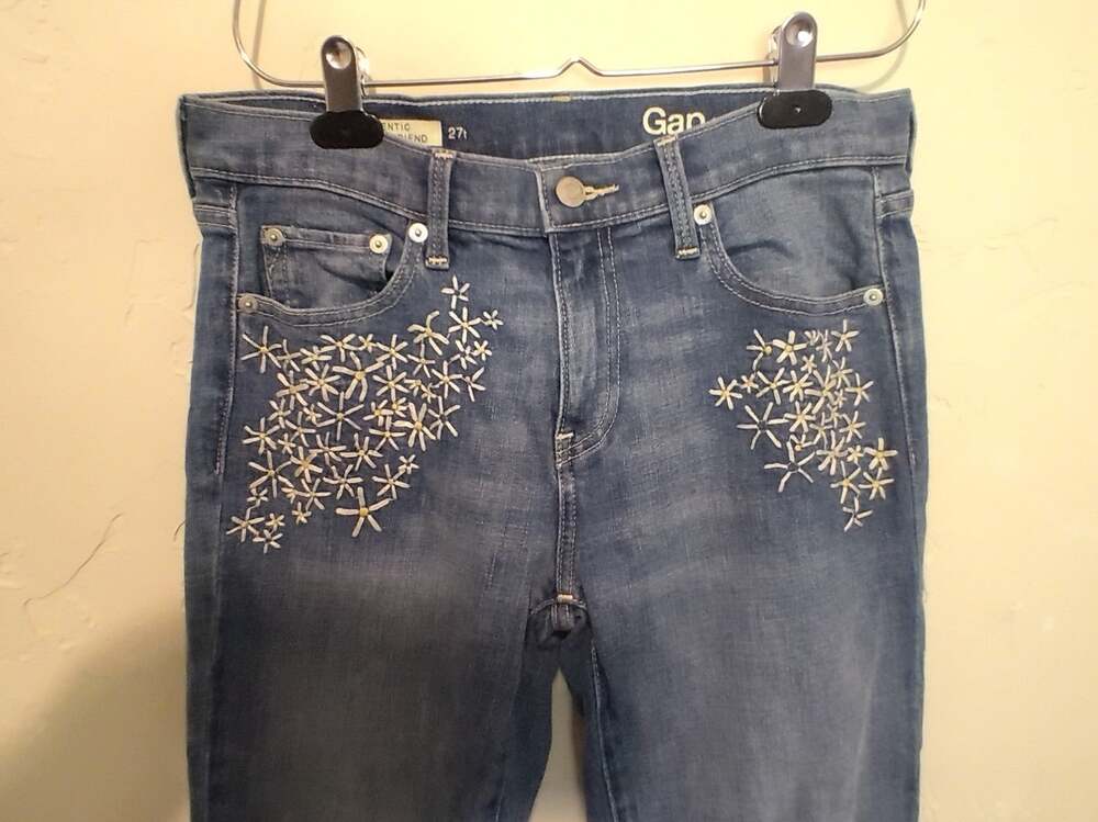GAP Embroidered Best Girlfriend Jeans